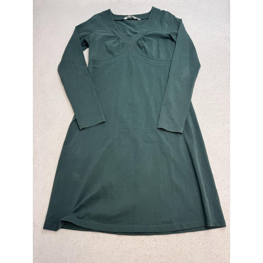 Athleta Dress Women's Medium Tall Green Long Sleeve V Neck Organic Cotton Jersey